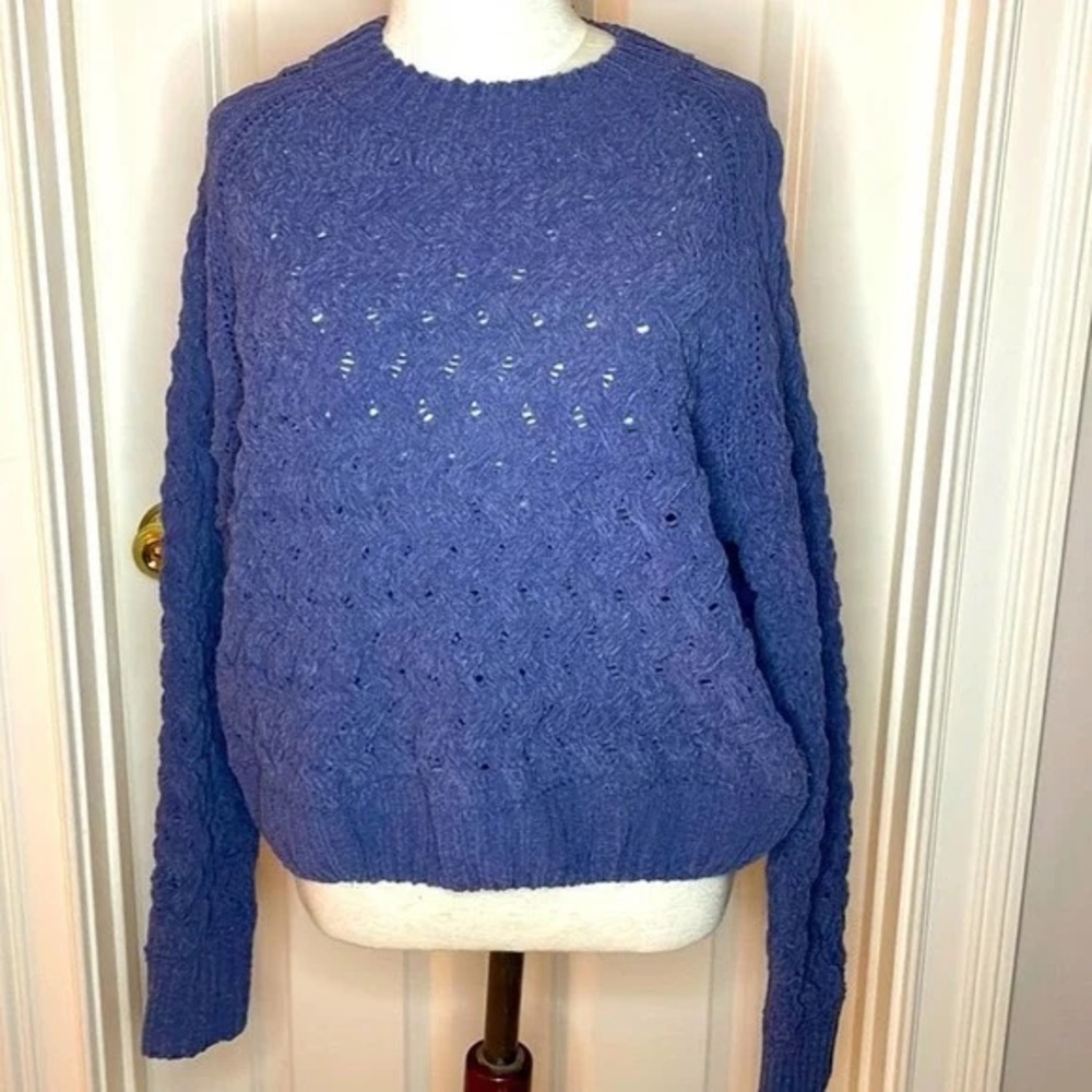 Kendall and Kylie Royal Blue Cable Knit Sweater